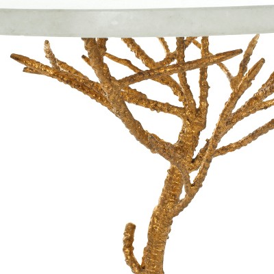 Carolyn Gold and White Granite Branch Accent Table