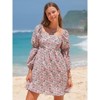 EXLURA Womens Square Neck Dress Long Puff Sleeve A-Line Casual Short Mini Dresses - 3 of 4