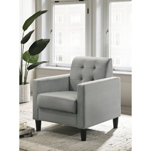 Velvet Accent Armchair with Tufted Back, Full Foam Seat and Square Arms for Living Room - 1 of 4