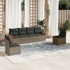 vidaXL 6 Piece Patio Sofa Set with Cushions - Gray Poly Rattan Without Table - 2 of 4