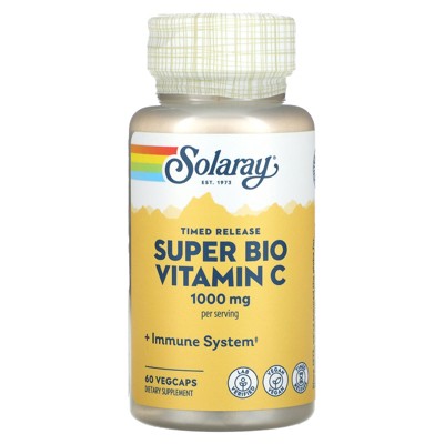 Solaray Super Bio Vitamin C, Timed Release, 1,000 mg, 60 VegCaps (500 mg per Capsule)