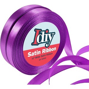 Idiy Satin Ribbon (1/2", 50 Yards) No Wire, DIY Arts & Crafts, Gift Wrapping Baskets, Wedding Decor, Sewing Projects, Party Decorative (Purple) - 1 of 4