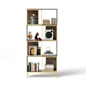 Jojoka 4 Tier Bookshelf, Modern Bookcase for CDs Books Movies, Asymmetrical Book Storage Organizer Space-Saving for Living Room - 1 of 4