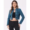 Allegra K Women's Stand Collar Zip Up Faux Suede Cropped Jacket - 4 of 4