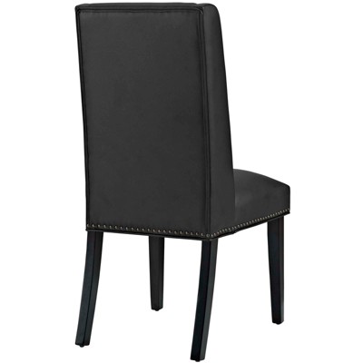 Elegant Baron High-Back Black Leather Side Chair with Nailhead Trim