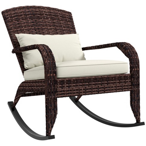 Outsunny Outdoor Wicker Adirondack Rocking Chair Patio Rattan