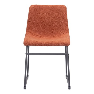 Burnt Orange Faux Leather Upholstered Side Chair with Metal Base