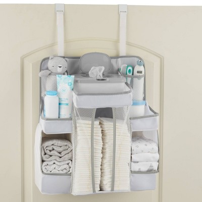 White Multi-Pocket Nursery Organizer with Shelves