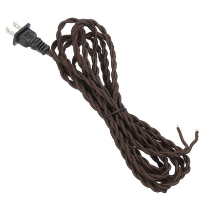 Unique Bargains Extension DIY Repairing Twisted Cloth Covered Lamp Wire with Plug 18 AWG
