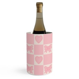 Doodle By Meg Pink Bow Checkered Print Wine Chiller - 1 of 2