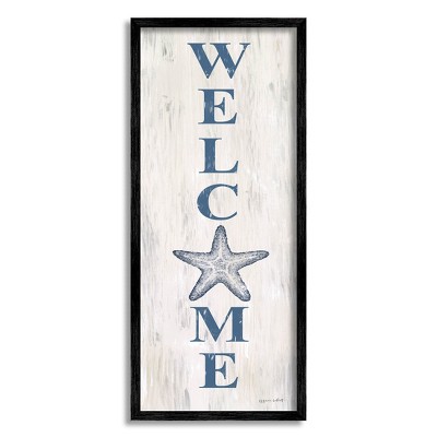 Stupell Industries Welcome Starfish Phrase Sign Framed Giclee Art