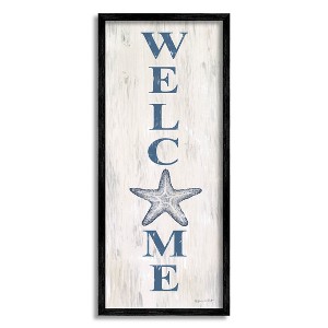 Stupell Industries Welcome Starfish Phrase Sign Framed Giclee Art - 1 of 4