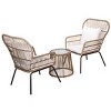 Barton 3 Pieces Outdoor Patio Wicker Chat Conversation Bistro Set (2) Chairs and Table, Beige - image 3 of 4