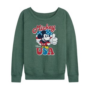 Women's - Disney - Americana Lightweight French Terry Wide Neck Long Sleeve Shirt - 1 of 4