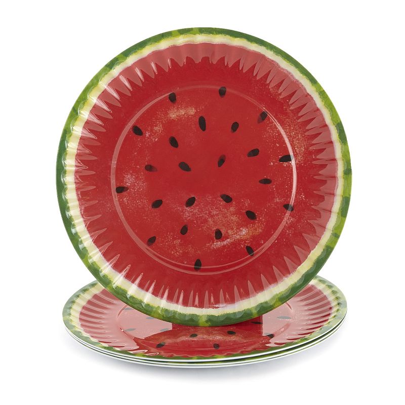 The Lakeside Collection Melamine Watermelon Dinner Plates for Meals and Snacks - Set of 4 4 Pieces, 5 of 6