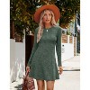 2025 Women's Long Sleeve Sweater Dress for Fall, Crew Neck Knit Midi Dress Green - 3 of 4