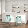 Merrick Lane Backless Metal Dining Stool with Wooden Seat for Indoor Use - image 2 of 3