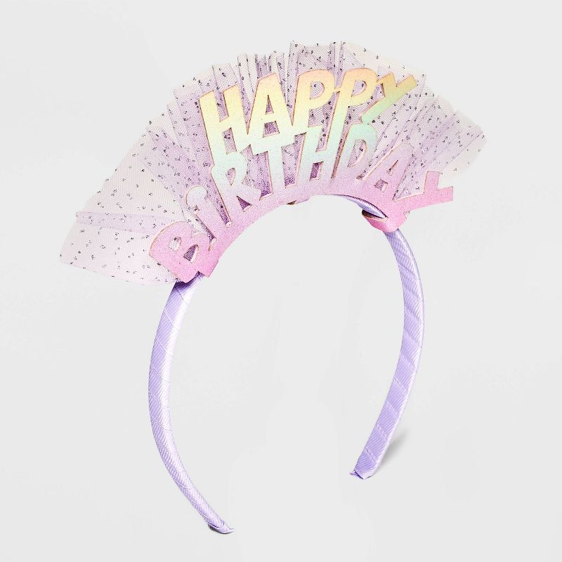 Toddler Girls&#39; 2pc Happy Birthday Headband and Tutu Set - Cat &#38; Jack&#8482; Purple, 3 of 6