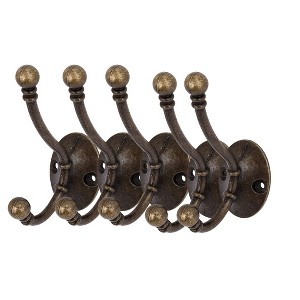 Unique Bargains Metal Door Hallway Bathroom Screw Mounted Wall Hooks Bronze 3.8"x1.38"x2.6" 5 Pcs - 1 of 4