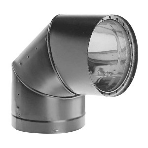 DuraVent DVL 6DVL-E90 6'' Galvanized Steel/Stainless Steel Double Wall Stove Pipe, 90 Degree Elbow Connector for Vent and Exhaust, Black - 1 of 4