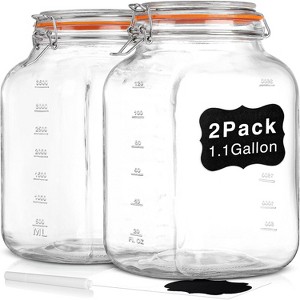 2 Pack Square Super Wide Mouth Airtight Glass Storage Jars with Lids, 1.1 Gallon Glass Container with - 1 of 4
