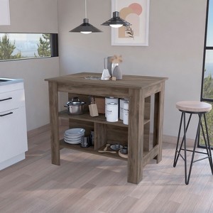 Kumasinova Versatile Kitchen Island Cart with Three Storage Shelves,40.5" Kitchen Cart with Ample Legroom,Spacious Island Table for Dining Room - 1 of 4