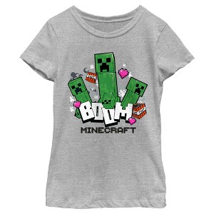 Girl's Minecraft Creepers Boom Logo T-Shirt - 1 of 4