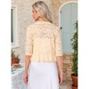 Allegra K Women's Evening Wedding Half Sleeve Ruffle Hem Elegant Lace Cardigan - 3 of 4