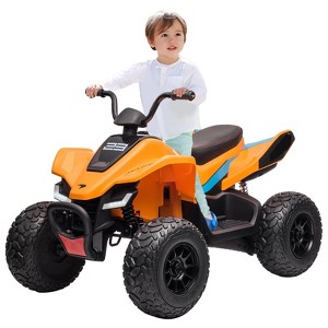Ride on Car 24V Battery Powered, 4-Wheeler Quad Car Toy ATV for 3-8yrs, Electric Off-Road Car with 2 Speeds, LED Lights - 1 of 4