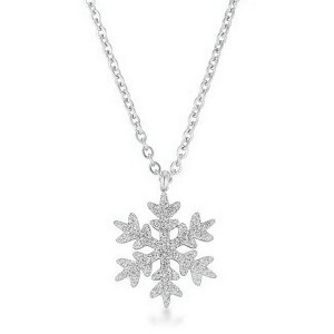 ShineHigh Jenna Textured Snowflake Pendant Necklace – Stainless Steel Winter Jewelry in Elegant Rose Gold or Silver Finish – Minimalist Holiday Gift - 1 of 1
