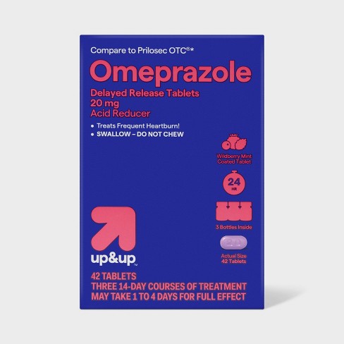 Omeprazole 20mg Acid Reducer Delayed Release Tablets - Wildberry Mint Flavor - 42ct - up&up™ - image 1 of 4