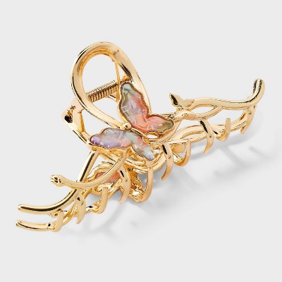 Metal Butterfly Claw Hair Clip - Wild Fable™ Gold