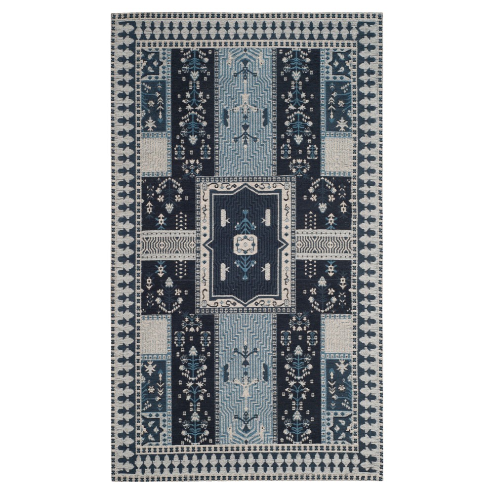 Navy/Light Blue Floral Loomed Accent Rug 3'x5' - Safavieh