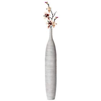 Uniquewise White Floor Vase, Ribbed Design, Modern Elegant Home Decoration, Tall Ceramic Vases, Contemporary Living Room Accent, Sophisticated Decor