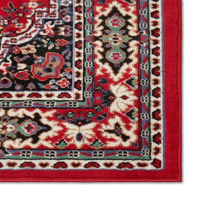 Claret and Black Traditional Medallion Area Rug, 9'2" x 12'5"