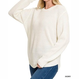 Women's Riley Round Neck Sweater - ZENANA - 1 of 2