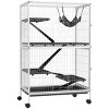 5 Tier Small Animal Cage with Hammock and Wheels,50'' Large Ferret Chinchilla Habitat with Removable Tray and Doors - LAOTIES - 3 of 4