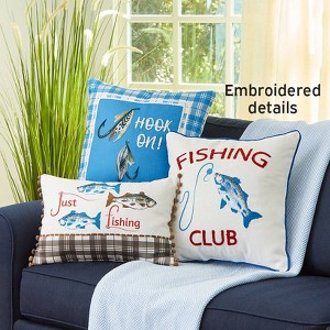 The Lakeside Collection Fishing Themed Embroidered Accent Pillows - 1 of 4