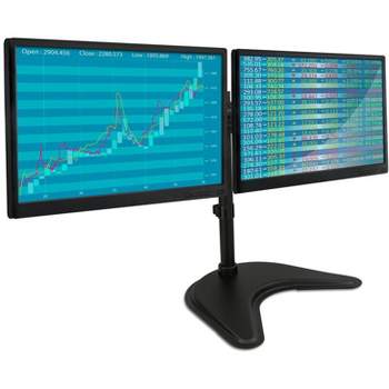 Mount-It! Free Standing Dual Monitor Stand | Double Monitor Desk Mount | Fits Two 19 - 27 Inch Computer Screens | 2 Heavy Duty Height Adjustable Arms