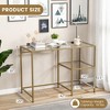 Tangkula Computer Desk Tempered Glass Workstation Vanity Table w/ 2-Tier Storage Shelves - 3 of 4