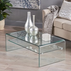 Glass Coffee Table Cocktail Table Center Table Accent Table Sofa Table with Bent Tempered Glass-ModernLuxe - 1 of 4
