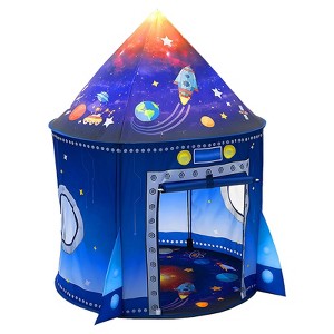 Etokfoks Rocket Ship Play Tent for Kids 53 in H x 40 in D Space Themed Pop Up Playhouse Indoor Outdoor Toy for Boys Girls 1 Piece - 1 of 4