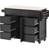 NicBex Kitchen Island on Wheels Rolling Kitchen Cart with 8 hidden Handle Drawers and a Storage Cabinet Simple Style - 2 of 4