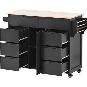 NicBex 8 Drawer Rolling Kitchen Island Cart with 1 Cabinet,Kitchen Island on Wheels with Towel Rack and Spice Rack,Island Table for Kitchen - 1 of 2