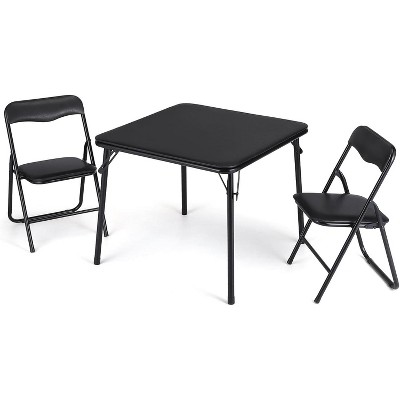 Folding Card Table and Chair Set of 5, Upholstered Foldable Table and Chair Set, Portable Metal Frame Children's Activity Table and Chairs Set