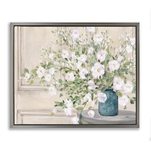 Stupell Industries Geranium Tabletop Country Still Life Painting Blooming Flowers Floating Frame Canvas Art, Gray, 31" x 25" - 1 of 4