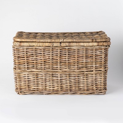 covered wicker storage baskets