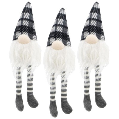 Yukimo Set of 2 Christmas Gnomes Decorations, Rustic Santa Design Table Top Home Ornaments with Fur Details, Beige