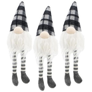 Yukimo Set of 2 Christmas Gnomes Decorations, Rustic Santa Design Table Top Home Ornaments with Fur Details, Beige - 1 of 4
