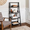 55" Thatcher Transitional Wood 4 Shelf Ladder Bookshelf - Saracina Home - 2 of 4